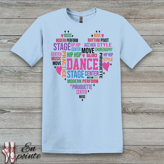 Dance Heart Word Art T-Shirt