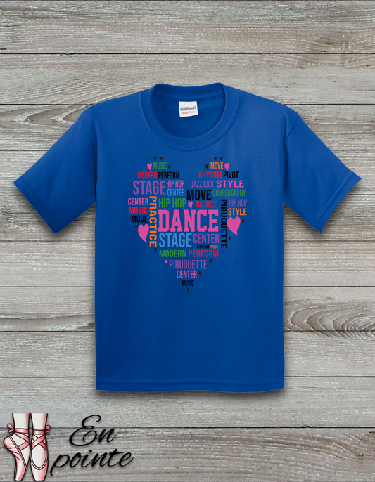 Dance Heart Word Art Kids T-Shirt