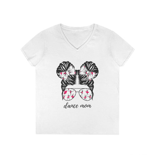 Messy Bun Dance Mom V Neck T-Shirt