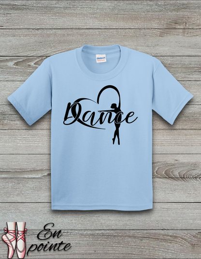 Ballerina w/ Ribbon Heart Kids T-Shirt