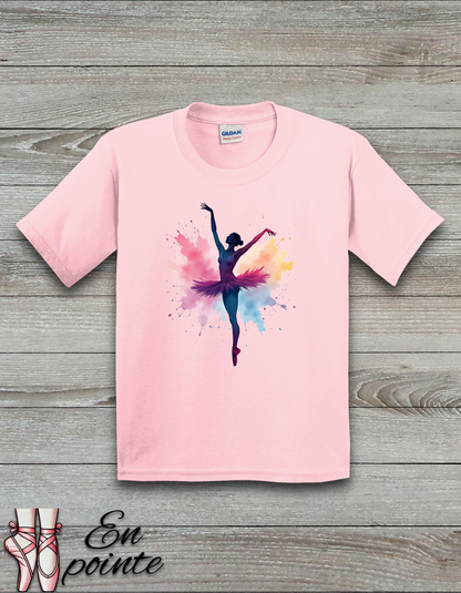 Ballerina w/ Color Blast Kids T-Shirt