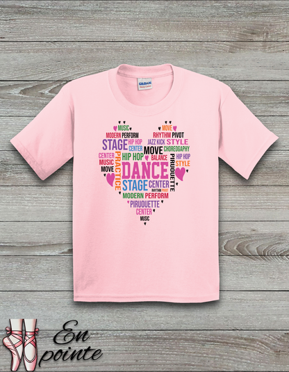 Dance Heart Word Art Kids T-Shirt