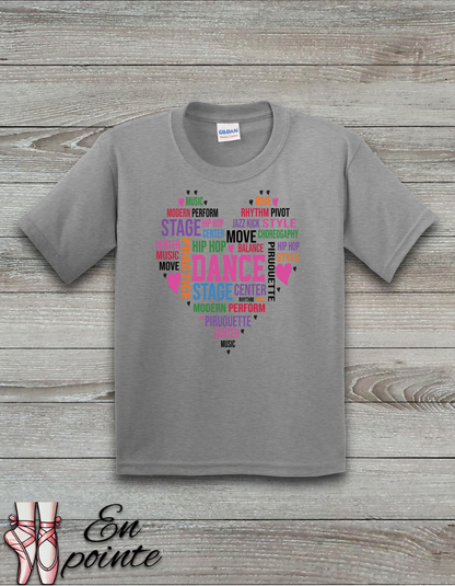 Dance Heart Word Art Kids T-Shirt