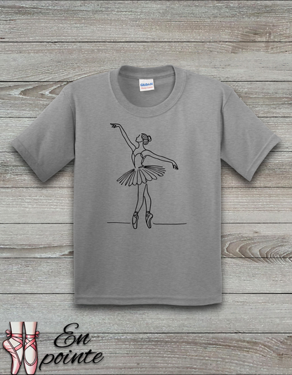 Ballerina One Line Drawing Kids T-Shirt