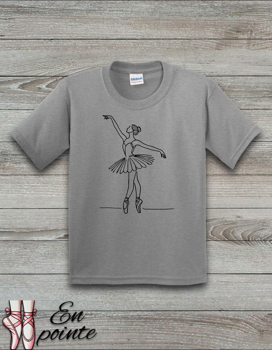 Ballerina One Line Drawing Kids T-Shirt
