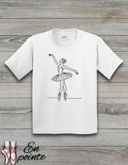 Ballerina One Line Drawing Kids T-Shirt